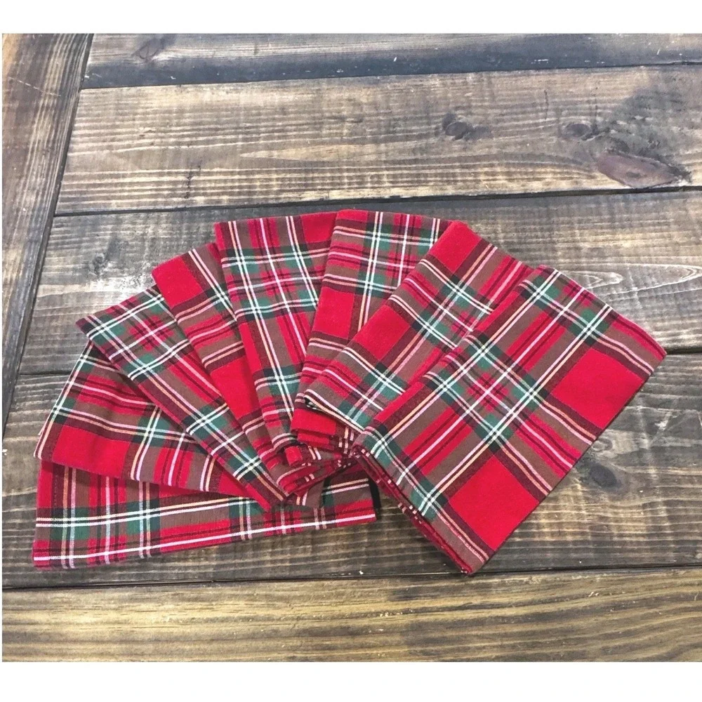 Cloth Napkins Red Plaid Set of 8 Holiday Christmas Table Decor